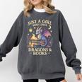 Just a Girl Who Loves Cute Dragons And Books Comfort Colors Sweatshirt Pepper