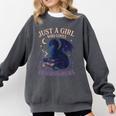 Just a Girl Who Loves Dragons And Books Fantasy Comfort Colors Sweatshirt Pepper
