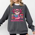 Kawaii Axolotl Readsolotl Book Lover Reading Bookworm Girls Comfort Colors Sweatshirt Pepper