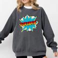 Kids Boys Benjamin Name Personalized Superhero Comic Book Comfort Colors Sweatshirt Pepper