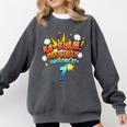 Kids Ka-Blam 7 Year Old Boys 7th Birthday Comic Book Super Hero Comfort Colors Sweatshirt Pepper