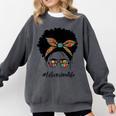 Librarian Teacher Messy Bun Life Book Library Back To School Comfort Colors Sweatshirt Pepper