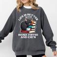 Life Is Better With Books Cats & Coffee Librarian Book Lover Comfort Colors Sweatshirt Pepper Life Is Better With Books Cats & Coffee Librarian Book Lover Comfort Colors Sweatshirt Pepper