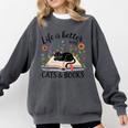Life Is Better With Cats And Books Comfort Colors Sweatshirt Pepper