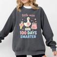 Little Miss 100 Days Smarter Cute Goose Reading Books Girls Comfort Colors Sweatshirt Pepper