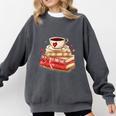 Love Book Coffee Heart Coquette Bow Valentines Day Comfort Colors Sweatshirt Pepper