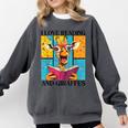 Love Reading And Giraffes Cute Giraffe Reading Book Lovers Comfort Colors Sweatshirt Pepper
