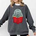 Manatee Reading Books Sea Animal Manatee Comfort Colors Sweatshirt Pepper