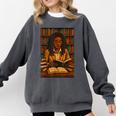 Melanin Girl Locs Book Lover Librarian Teacher Student Comfort Colors Sweatshirt Pepper