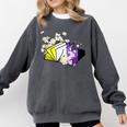 Non-Binary Book Lover Nonbinary Daisy LGBT Reading Pride Comfort Colors Sweatshirt Pepper