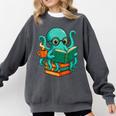 Octopus Reading Book Reading Bookworm Reader Comfort Colors Sweatshirt Pepper