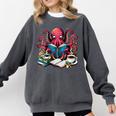 Octopus Reading Book Coffee Lover Bookaholic Bookworm Reader Comfort Colors Sweatshirt Pepper