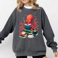 Octopus Reading Books Tea Coffee Comfort Colors Sweatshirt Pepper