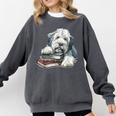Old English Sheepdog Books Reading Dog Breed Graphic Comfort Colors Sweatshirt Pepper