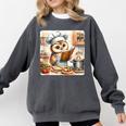 Owl Learning To Cook With Cookbook Chef Apron Stove Cooking Comfort Colors Sweatshirt Pepper