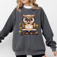 Owl Reading A Book Perched On A Branch Bookworm Comfort Colors Sweatshirt Pepper Owl Reading A Book Perched On A Branch Bookworm Comfort Colors Sweatshirt Pepper