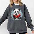 Panda With Book For Reading Enthusiasts Comfort Colors Sweatshirt Pepper Panda With Book For Reading Enthusiasts Comfort Colors Sweatshirt Pepper