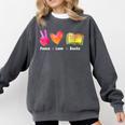 Peace Love Books Reader Librarian Library Book Comfort Colors Sweatshirt Pepper