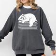 Polar Bear Reading Book Pajama Sleep Comfort Colors Sweatshirt Pepper