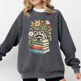Raccoon Books Reading Flowers Comfort Colors Sweatshirt Pepper Raccoon Books Reading Flowers Comfort Colors Sweatshirt Pepper