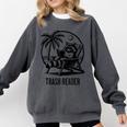 Raccoon Reading Books Summer Humor Trash Reader Comfort Colors Sweatshirt Pepper