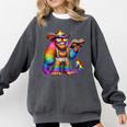 Rainbow Pride Bigfoot Reading Book With Heart Glasses Comfort Colors Sweatshirt Pepper