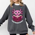 I Read Banned Books Axolotl Reading Comfort Colors Sweatshirt Pepper