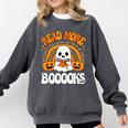 Read More Books Booooks Ghost Pumpkin Cute Teacher Halloween Comfort Colors Sweatshirt Pepper