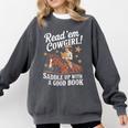 Read 'Em Cowgirl Saddle Up With A Good Book Rodeo Bookworm Comfort Colors Sweatshirt Pepper