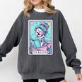 The Reader Retro Reading Skeleton Books Flowers Tarot Card Comfort Colors Sweatshirt Pepper