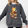 Reading Cat Books Cute Comfort Colors Sweatshirt Pepper Reading Cat Books Cute Comfort Colors Sweatshirt Pepper