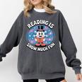 Reading Is Snow Much Fun Snowflake Book Lovers Winter Theme Premium Tri-Blend Comfort Colors Sweatshirt Pepper