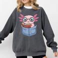 Readsalotl Axolotl Reading Book Lover Reading Pocket Axolotl Comfort Colors Sweatshirt Pepper