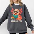 Readsolotl Kawaii Axolotl Reading Book Lover Comfort Colors Sweatshirt Pepper
