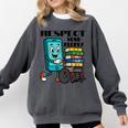 Respect Elders Cellphone Pushing Books In a Wheelchair Comfort Colors Sweatshirt Pepper