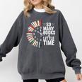 Retro So Many Books Little Time Book Clock Reading Comfort Colors Sweatshirt Pepper