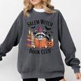 Salem WItch Book Club Halloween Raccoon Witch Reading Book Comfort Colors Sweatshirt Pepper