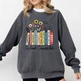 School Counselor Wildflower Book School Counseling Life Comfort Colors Sweatshirt Pepper