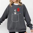 Skeleton Books Read Book Reading Librarian Across America Comfort Colors Sweatshirt Pepper