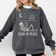 Skeleton Read In Peace Halloween Book Graphic Bookish Comfort Colors Sweatshirt Pepper