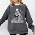Skeleton Reading Book Anxious Stressed True Crime Obsessed Comfort Colors Sweatshirt Pepper