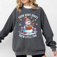 Snowman Reading Snow Many Books Snow Little Time Winter Comfort Colors Sweatshirt Pepper