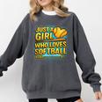 Softball Just A Girl Comic Book Style Graphic For Teens Comfort Colors Sweatshirt Pepper