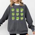 Teacher Reading Shamrock St Patrick’s Day Book Lover Kids Comfort Colors Sweatshirt Pepper