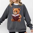 Teddy Bear Reading a Book Comfort Colors Sweatshirt Pepper