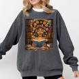 History Month Black Afro Girl Women Book Lovers Flower Comfort Colors Sweatshirt Pepper