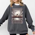 Totally Weird Tees Cat Library Book Reading Literary Comfort Colors Sweatshirt Pepper