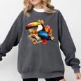 Toucan Reading Book Comfort Colors Sweatshirt Pepper
