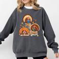 Turkey Read Books Reading Fall Thanksgiving Teacher Comfort Colors Sweatshirt Pepper
