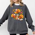 Turkey Reading Books Fall Thanksgiving Teacher Librarian Comfort Colors Sweatshirt Pepper